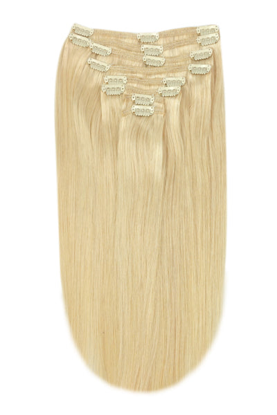 Full Head Remy Clip in Human Hair Extensions - Light Ash Blonde (#22) - Marcia Hair Extensions